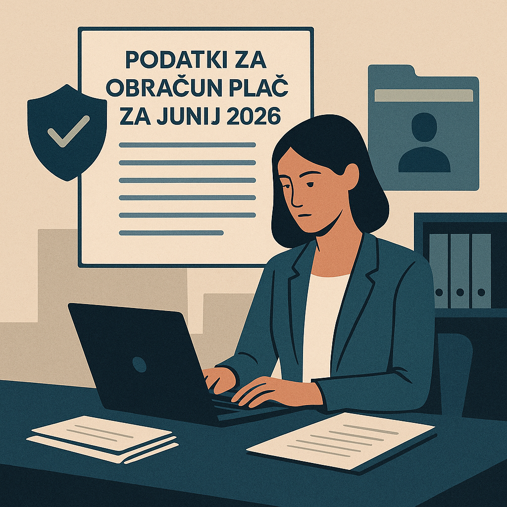 Podatki za obračun plač za junij 2026